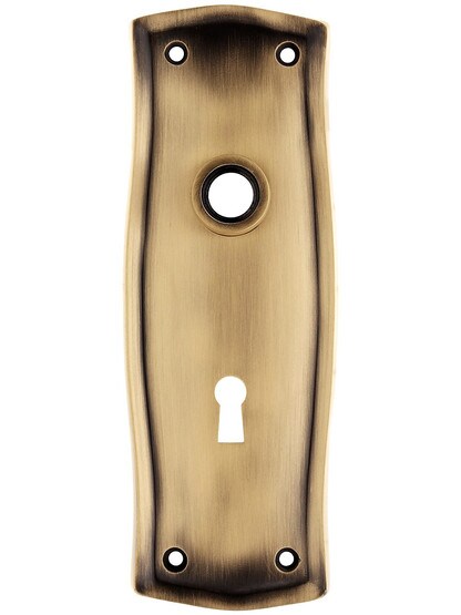 Prairie Style Forged Brass Back Plate With Keyhole in Antique Brass.